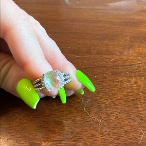 David Yurman Silver Ring with Clear Gemstone